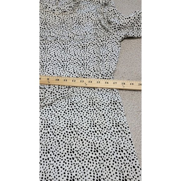 Avec Les Filles Women's White Dots Spots‎ A-line Ruffled Dress Tie Waist Size M - Picture 8 of 11